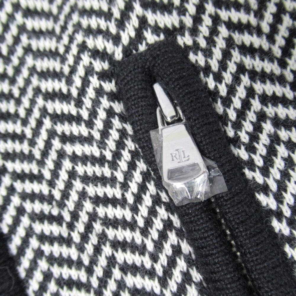 LAUREN RALPH LAUREN Zip Front Cardigan Ribbed Herringbone Mock Neck Sweater - S - Picture 10 of 12